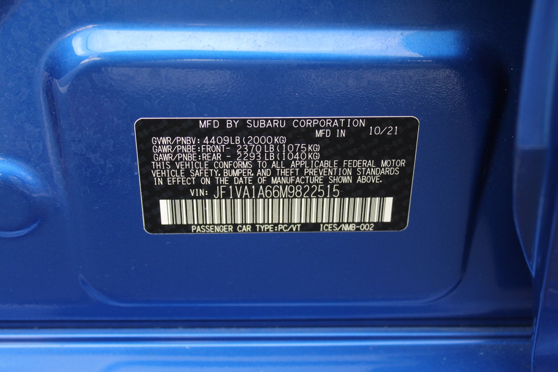 2021 Subaru WRX BASE